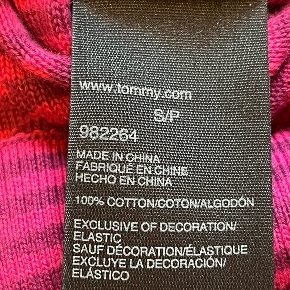 Tommy Hilfiger Magenta stripe cotton V-Neck Pullover size S/P - Picture 4 of 6